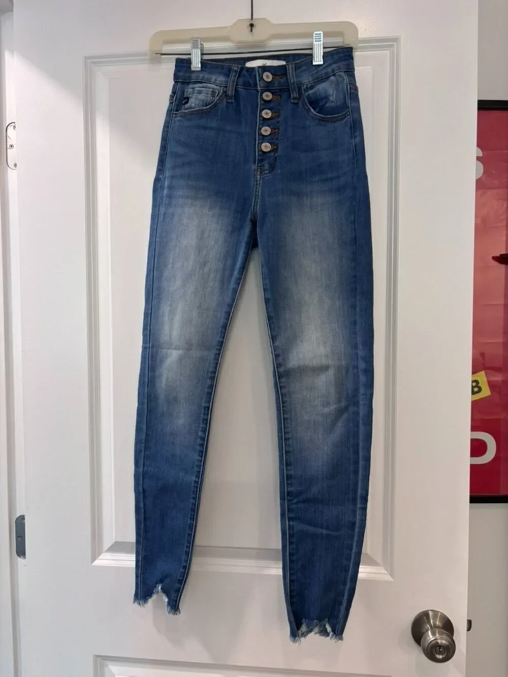 KanCan High Rise Distressed Blue Jeans - Picture 1 of 7